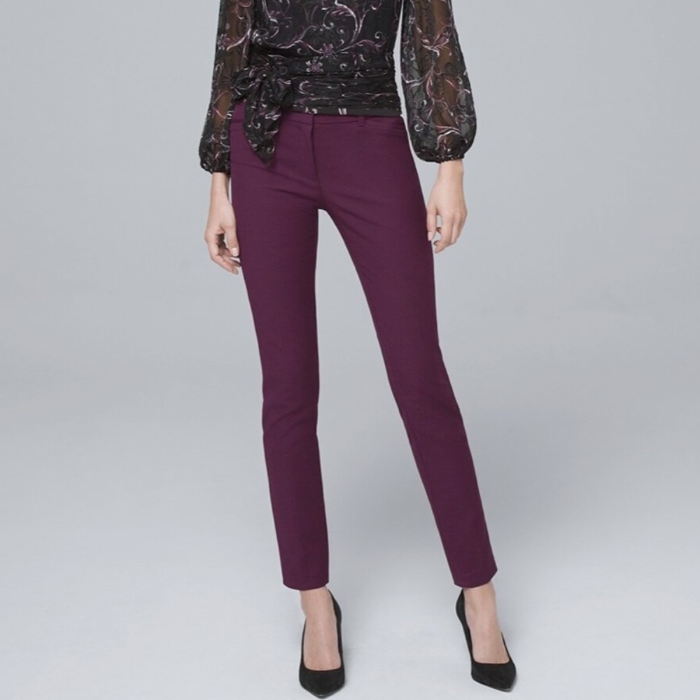 Comfort Stretch Slim Ankle Pants - Rich Plum